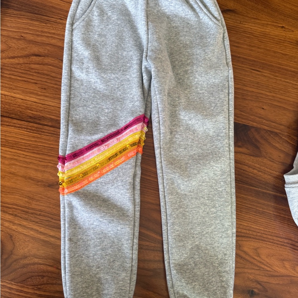 Gray Kids Joggers with Rainbow Stripe